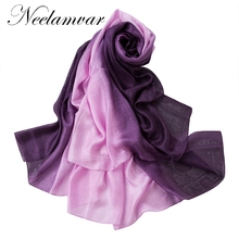 New  Brand bandana Gradient color Silk Scarf Women Luxury hijab shawl Long Scarves Fashion linen fiber  autumn winter  Scarf 2024 - buy cheap