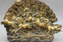 Palácio chinês Feng Shui Bronze Cobre Oito Sucesso Correndo Estátua do Cavalo Animal 2024 - compre barato