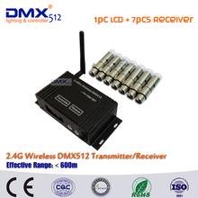 DHL Free Shipping DMX512 wireless 1pcs LCD Display cable transceiver+7pcs mini receiver 2.4GHz XLR in stage Lightning effect 2024 - buy cheap