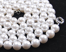 natural jewelry Woman's gift 10mm 24inch White South Sea Shell Pearl Round beads Gem*stones Necklace AAA  hook 2024 - buy cheap