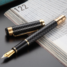 HERO 768 Carbon Fiber Grey Fountain Pen with Golden Clip Iridium Fine Nib 0.5mm Fashion Writing Ink Pen for Office Gift Business 2024 - buy cheap