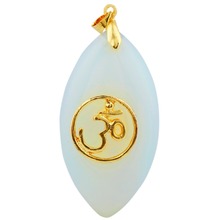 SUNYIK Овальный Опалит, камень Ом АУМ индийский символ кулон в форме Цепочки и ожерелья 2024 - купить недорого