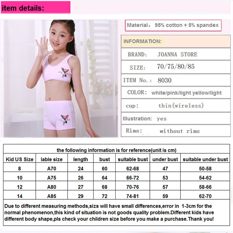 5Sets/Lot Teen Girl Training Bras Panties Set Puberty Young Girls Cotton  Sport Underwear Student Children Camisole Underclothes