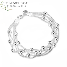 Pure 925 Silver Bracelets for Women Snake Chain Beads Bracelet & Bangles Wristband Pulseira Wedding Bridal Jewelry Wholesale 2024 - buy cheap