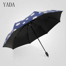 YADA Black & Blue Daisy Three Folding Charms Umbrella Rain Women uv Umbrella Car For Womens Windproof Travel DIY Umbrellas YS035 2024 - buy cheap