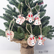 Colgante de madera con forma de árbol de Navidad, colgante con forma de árbol de Navidad, Bola de campana de alce, corazón, decoración para el hogar, regalo de Año Nuevo, 2020 2024 - compra barato
