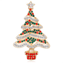 LUBOV Colorful Enamel Coated Gold Christmas Tree Brooch Pin Crystal Stone Leaves Rhinestone Light Stripes Brooches Pins Jewelry 2024 - buy cheap