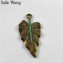 Julie Wang 20pcs Alloy Antique Green Heart Leaves Charm Alloy Plated Necklace Pendants Jewelry Making Bracelet Accessories 52337 2024 - buy cheap