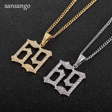 Men Hip Hop Ice Out Bling 69 Letters Rapper Pendant Necklaces Pave Setting AAA Rhinestone Fashion 69 Necklace Jewelry Gift 2024 - buy cheap