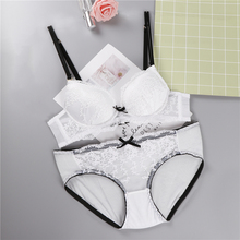 Novo conjunto de lingerie sexy com copo 3/4, lingerie íntima para mulheres, conjunto roupa íntima, laço de renda, floral, bordado, calcinha, sutiã 2024 - compre barato