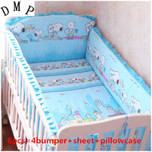 Promotion! 6PCS 100% cotton crib bedding kit baby bedding set baby care piece bedding (bumpers+sheet+pillow cover) 2024 - buy cheap