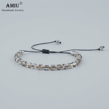 Pulseira de cristal colorida amiu, bracelete feminino brasileiro com 9 cores, tecido popular, artesanal 2024 - compre barato