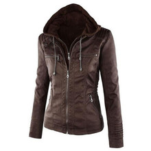 Faux Leather Jacket Women Autumn Motorcycle Plus Size Leather Coat Casual Long Sleeve Streetwear Hooded PU Jackets Ladies 2024 - buy cheap