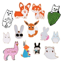 Cute Animal women Brooches Pin Lazy Cat Pet Dog fox Rabbit horse Enamel Badges Button denim Lapel Clothes bag shirt pins Jewelry 2024 - buy cheap