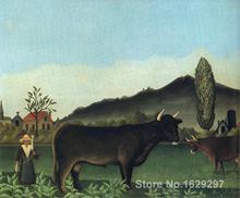 wall art modern (Landscape with cow) Henri Rousseau Paintings Hand painted High quality 2024 - buy cheap