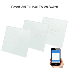 ЕС умный Wifi настенный выключатель света 1/2/3 Бандажное Сенсорное приложение удаленный умный дом настенный выключатель работает с Alexa/Google Home Smart life APP 2024 - купить недорого