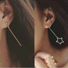 ea608 Simple Gothic punk hollow five - pointed star asymmetric vertical tassel personality geometry earrings jewelry 2024 - buy cheap