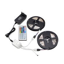 Светодиодная лента RGB 12 В постоянного тока 5050 2835 SMD 5 м 10 м Светодиодная лента Гибкая Диодная лента 44 клавиши контроллер 3 А комплект адаптеров не водонепроницаемый 2024 - купить недорого