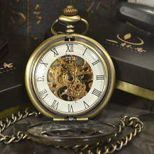 TIEDAN Steampunk Luxury Antique Bronze Skeleton Mechanical Pocket Watch Men Chain Necklace Business Casual Pocket Watches 2024 - buy cheap