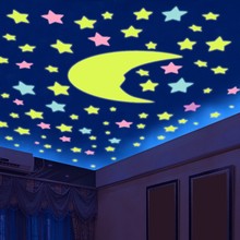 Pegatinas 3D de estrellas que brillan en la oscuridad, pegatinas luminosas para pared de habitación de niños, calcomanía para decoración del hogar, póster, 100 unids/lote 2024 - compra barato
