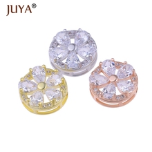 Luxury Cubic Zirconia Beads For Jewelry Making Round Crystal Flower Spacer Beads Charms fit DIY Pearl Beads bracelet necklace 2024 - buy cheap