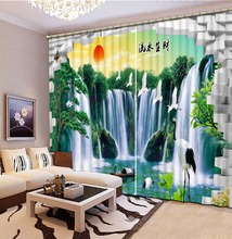 Beautiful Photo Fashion Customized 3D Curtains Sunrise Waterfall Scenery Bed Living Room Office Hotel Curtains For Bedroom 2024 - buy cheap