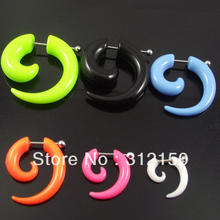 100pcs Free Shipping Candy Color acrylic Fake Ear Plug,UV Acrylic Ear Spiral expanders cheater Earring Fake Ear Plugs 2024 - buy cheap