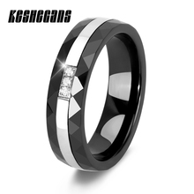 Классическое керамическое кольцо для женщин, кольцо с фианитом, Модная бижутерия, свадебные винтажные кольца в стиле ретро из нержавеющей стали с кристаллами, романтичные кольца на палец 2024 - купить недорого