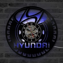 Hyundai автомобильные брелки с логотипом Виниловая пластинка настенные часы круглые полые записи CD часы Творческий Античная Стиль домашний декор подвесной светодиодный часы 2024 - купить недорого