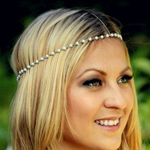 Metal Punk Forehead Headband Gold Multi Layer Indian Boho Head Chain Pearl Headpiece Trendy Hair Accessories Jewelry For Women 2024 - buy cheap