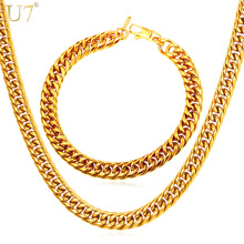 U7-Conjunto de joyería africana para hombres, conjunto de collar, pulsera, cadena cubana, HipHop, 9MM de ancho, joyería etíope, S843 2024 - compra barato