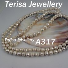New Free Shipping A317#,New AA Natural White  Fresh Water Pearls 8-9MM 120cm(50inch)Long Necklace. 2024 - buy cheap