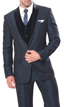 New Arrival Groom Tuxedos Dark Grey Groomsmen Peak Lapel Wedding/Dinner Suits Best Man Bridegroom (Jacket+Pants+Tie+Vest) B603 2024 - buy cheap