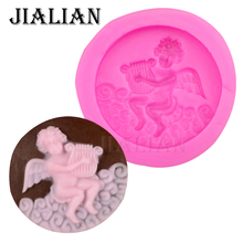 Angel playing soap mould chocolate Sugar Craft Jello Jelly cake decorating tools DIY fondant silicone mold Boy playing T0204 2024 - buy cheap
