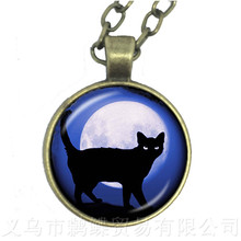 2020 New Pet Necklace 25mm Round Glass Dome Cat Pattern Series Handmade Sweater chain Cat Lover Creative Gift 2024 - buy cheap