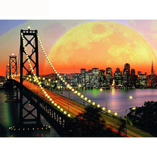 Full Square 5D DIY Diamond Painting Bridge Diamond Embroidery Sunset Diamond Mosaic Landscape Set Picture Of Rhinestones LK1 2024 - buy cheap