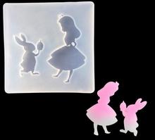 Pingente de silicone, molde para menina e coelho, para joias, pingente, artesanato, resina, molde de silicone, ferramenta artesanal, moldes de resina epóxi 2024 - compre barato