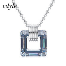 Cdyle Embellished with crystal Square Pendant Rhodium Plated Fashion Trendy Necklace For Women Gifts 5 colors 2024 - buy cheap