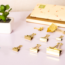 3pcs/lot Solid Color Gold Metal Binder Clips Notes Letter Paper Clip Office Supplies 2024 - buy cheap