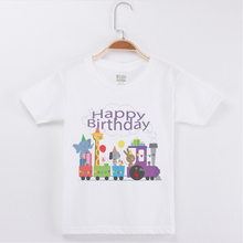 Camiseta de animales de dibujos animados impresos, ropa de feliz cumpleaños para niños, ropa de algodón para niños, camisetas para niños, camisetas de marca para niños 2024 - compra barato