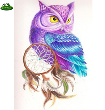 Square Diamond Embroidery Painting Purple Owl Dream Catcher of Cross Stitch Resin Full Diamond Painting Owl Picture Animal 2024 - buy cheap