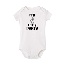 Cotton Newborn Baby Girl Boy Short Sleeves Let's Party Letter Print Bodysuit Jumpsuit 2024 - buy cheap