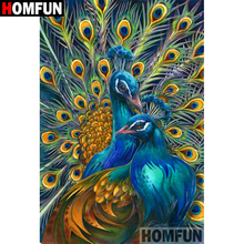 Homfun pintura de diamante completa quadrada/redonda, "animal pavão", bordado, ponto cruz, presente, decoração de casa, a08844 2024 - compre barato