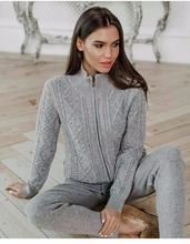 Fashion brand Winter Woolen and Cashmere Knitted warm Suit Twist knit Sweater + Mink Cashmere Trousers Leisure Two-piece wj1560 2024 - buy cheap