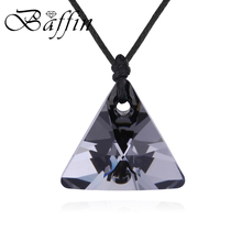BAFFIN Genuine Made With Swarovski Elements Crystal Triangle Pendant Necklace With Rope Chain No Clasp For Women Vintage Jewelry 2024 - buy cheap