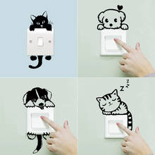 Funny Cartoon Cute Cat Dog DIY Switch Stickers Wall Stickers For Home Decoration Bedroom Bathroom Wall Decoration 2024 - buy cheap