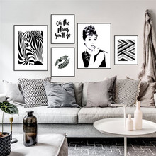Tela de decoração nórdica preta e branca, poster minimalista para sala de estar, quarto e parede, figura zebra, pintura abstrata 2024 - compre barato