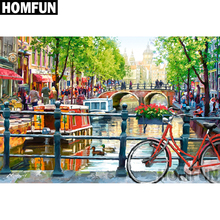 HOMFUN-pintura de diamante redondo/cuadrado completa, cuadro artesanal 5D, bordado de "Amsterdam", punto de cruz, decoración para el hogar, regalo A02136 2024 - compra barato
