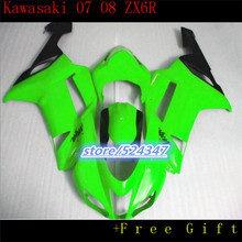 Fairings Fit For Kawasaki Zx6r ZX-6R Ninja 636 2007 2008 ABS Motorcycle Full Fairing Kit Plastic Cowling Green Black 2024 - buy cheap