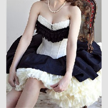 Laço preto bustier branco espartilho sexy gótico corsetes de casamento espartilhos cintura trainer espartilhos e bustiers 2024 - compre barato